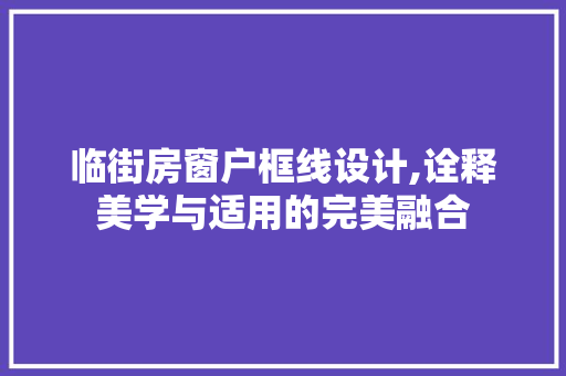 临街房窗户框线设计,诠释美学与适用的完美融合