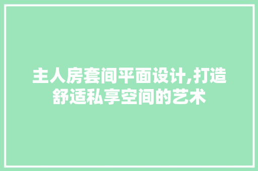 主人房套间平面设计,打造舒适私享空间的艺术