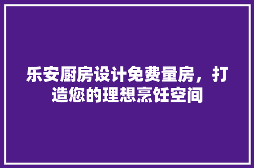 乐安厨房设计免费量房，打造您的理想烹饪空间