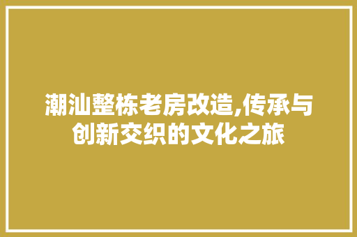 潮汕整栋老房改造,传承与创新交织的文化之旅