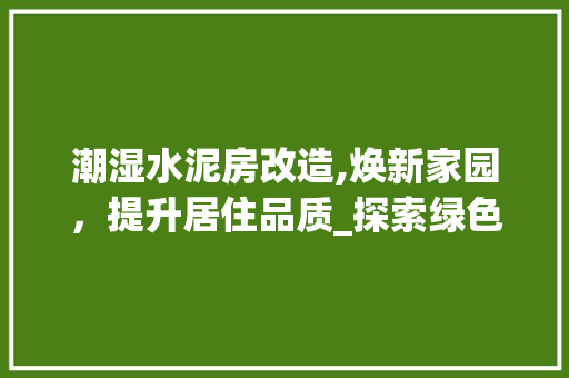 潮湿水泥房改造,焕新家园，提升居住品质_探索绿色宜居之路