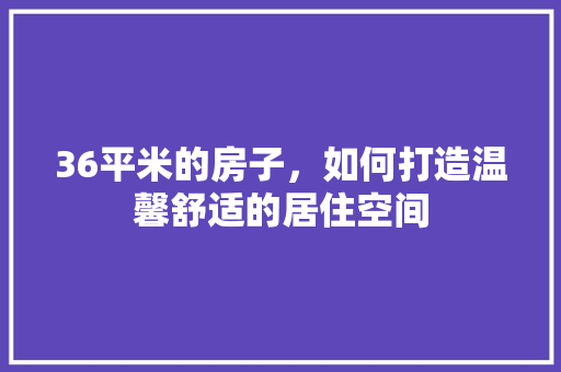 36平米的房子，如何打造温馨舒适的居住空间