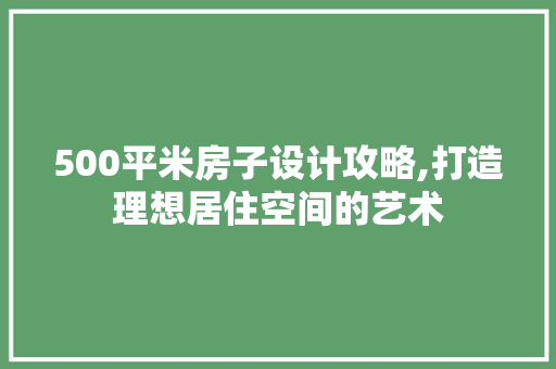 500平米房子设计攻略,打造理想居住空间的艺术