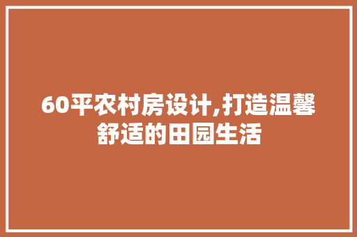 60平农村房设计,打造温馨舒适的田园生活