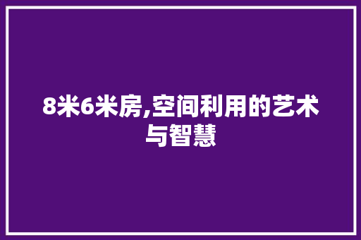 8米6米房,空间利用的艺术与智慧