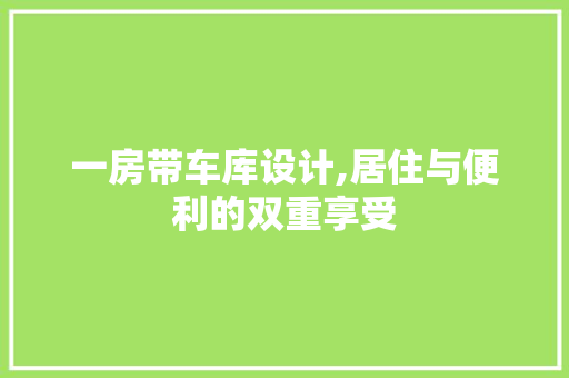 一房带车库设计,居住与便利的双重享受