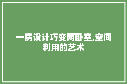 一房设计巧变两卧室,空间利用的艺术