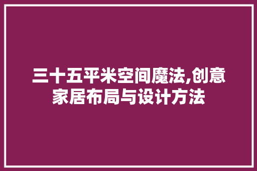 三十五平米空间魔法,创意家居布局与设计方法