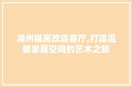 湖州租房改造客厅,打造温馨家居空间的艺术之旅