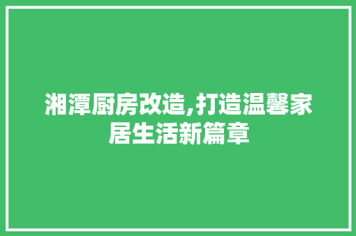 湘潭厨房改造,打造温馨家居生活新篇章