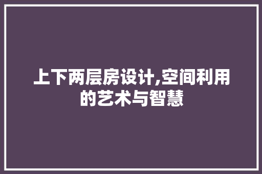上下两层房设计,空间利用的艺术与智慧