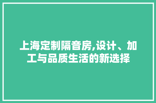 上海定制隔音房,设计、加工与品质生活的新选择
