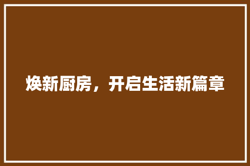 焕新厨房，开启生活新篇章