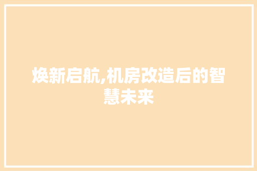 焕新启航,机房改造后的智慧未来