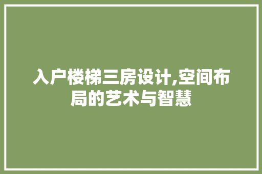 入户楼梯三房设计,空间布局的艺术与智慧
