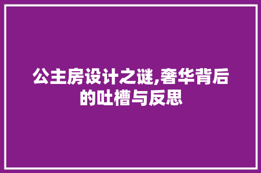 公主房设计之谜,奢华背后的吐槽与反思
