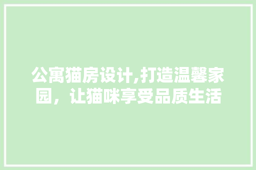 公寓猫房设计,打造温馨家园，让猫咪享受品质生活