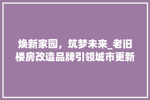 焕新家园，筑梦未来_老旧楼房改造品牌引领城市更新浪潮