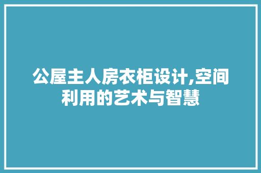公屋主人房衣柜设计,空间利用的艺术与智慧