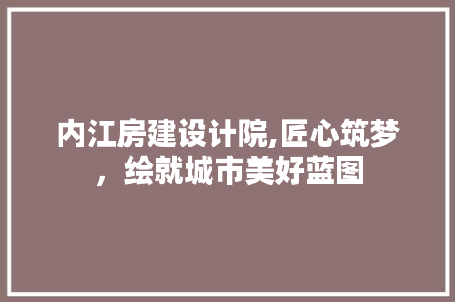 内江房建设计院,匠心筑梦，绘就城市美好蓝图
