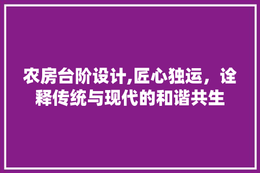 农房台阶设计,匠心独运，诠释传统与现代的和谐共生