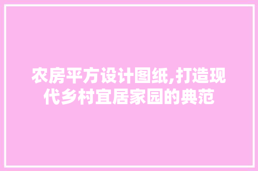 农房平方设计图纸,打造现代乡村宜居家园的典范