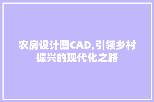 农房设计图CAD,引领乡村振兴的现代化之路
