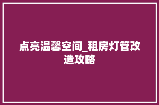 点亮温馨空间_租房灯管改造攻略