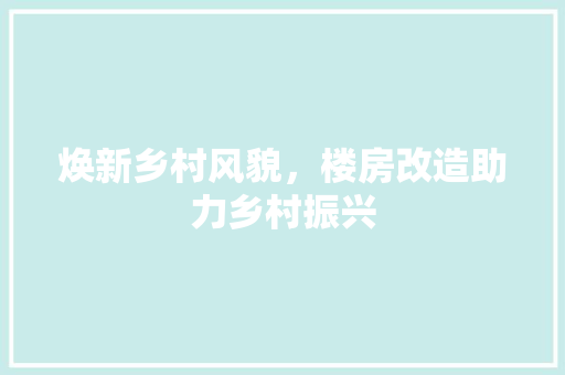 焕新乡村风貌，楼房改造助力乡村振兴
