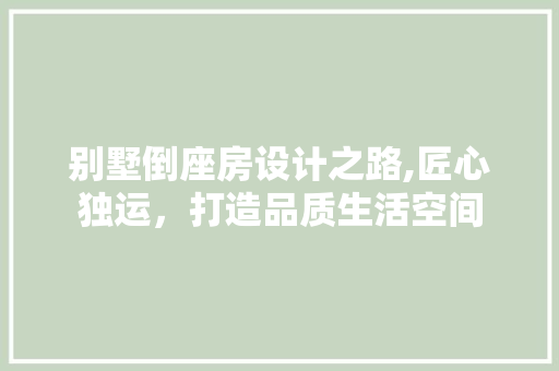 别墅倒座房设计之路,匠心独运，打造品质生活空间
