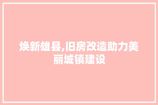 焕新雄县,旧房改造助力美丽城镇建设