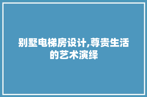 别墅电梯房设计,尊贵生活的艺术演绎