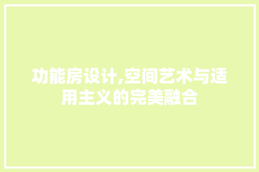 功能房设计,空间艺术与适用主义的完美融合