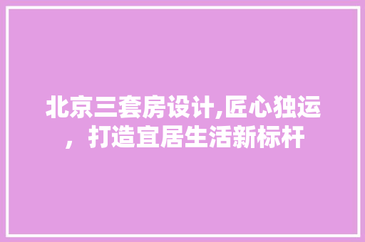 北京三套房设计,匠心独运，打造宜居生活新标杆