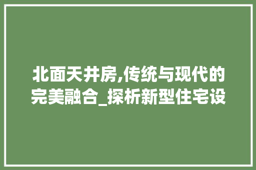 北面天井房,传统与现代的完美融合_探析新型住宅设计理念