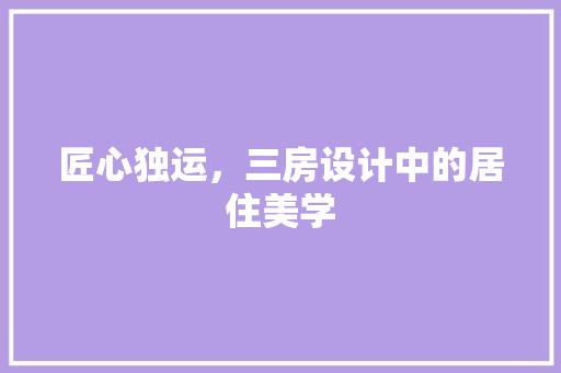 匠心独运，三房设计中的居住美学