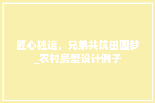 匠心独运，兄弟共筑田园梦_农村房型设计例子