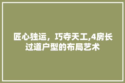 匠心独运，巧夺天工,4房长过道户型的布局艺术