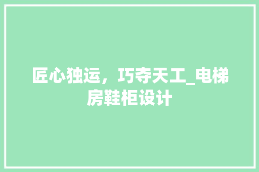 匠心独运，巧夺天工_电梯房鞋柜设计