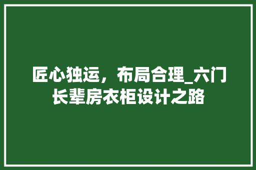 匠心独运，布局合理_六门长辈房衣柜设计之路