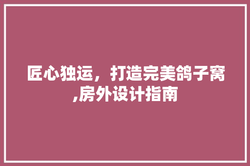 匠心独运，打造完美鸽子窝,房外设计指南