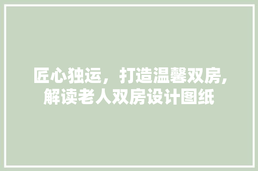 匠心独运，打造温馨双房,解读老人双房设计图纸