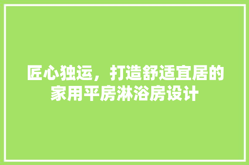 匠心独运，打造舒适宜居的家用平房淋浴房设计