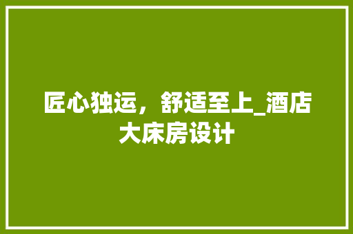 匠心独运，舒适至上_酒店大床房设计
