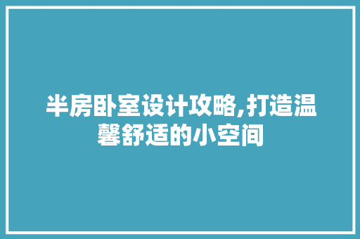 半房卧室设计攻略,打造温馨舒适的小空间
