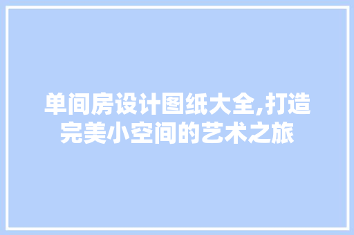 单间房设计图纸大全,打造完美小空间的艺术之旅
