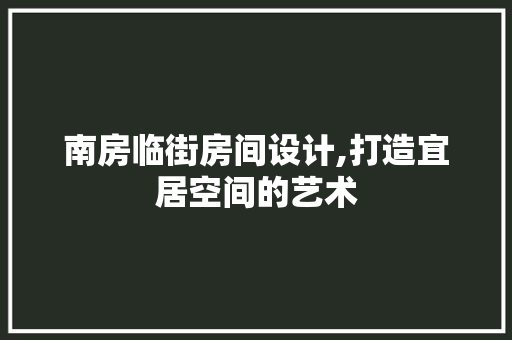 南房临街房间设计,打造宜居空间的艺术