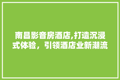 南昌影音房酒店,打造沉浸式体验，引领酒店业新潮流