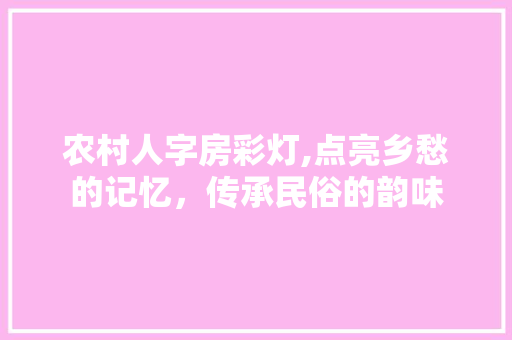 农村人字房彩灯,点亮乡愁的记忆，传承民俗的韵味