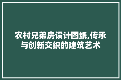 农村兄弟房设计图纸,传承与创新交织的建筑艺术
